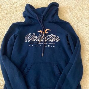 Hollister print hoddie navy blue